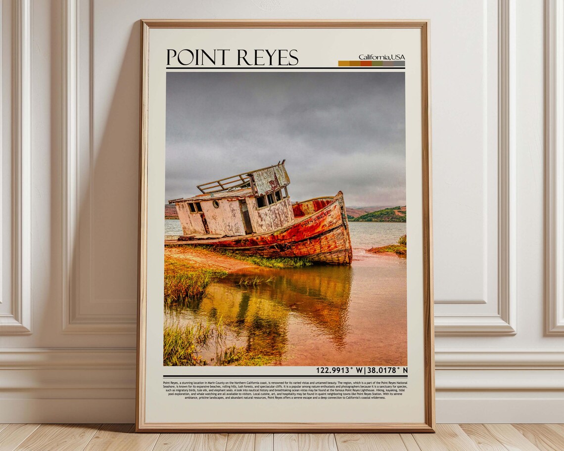 Point Reyes California Shipwreck Boat Historic Coastal Travel Poster