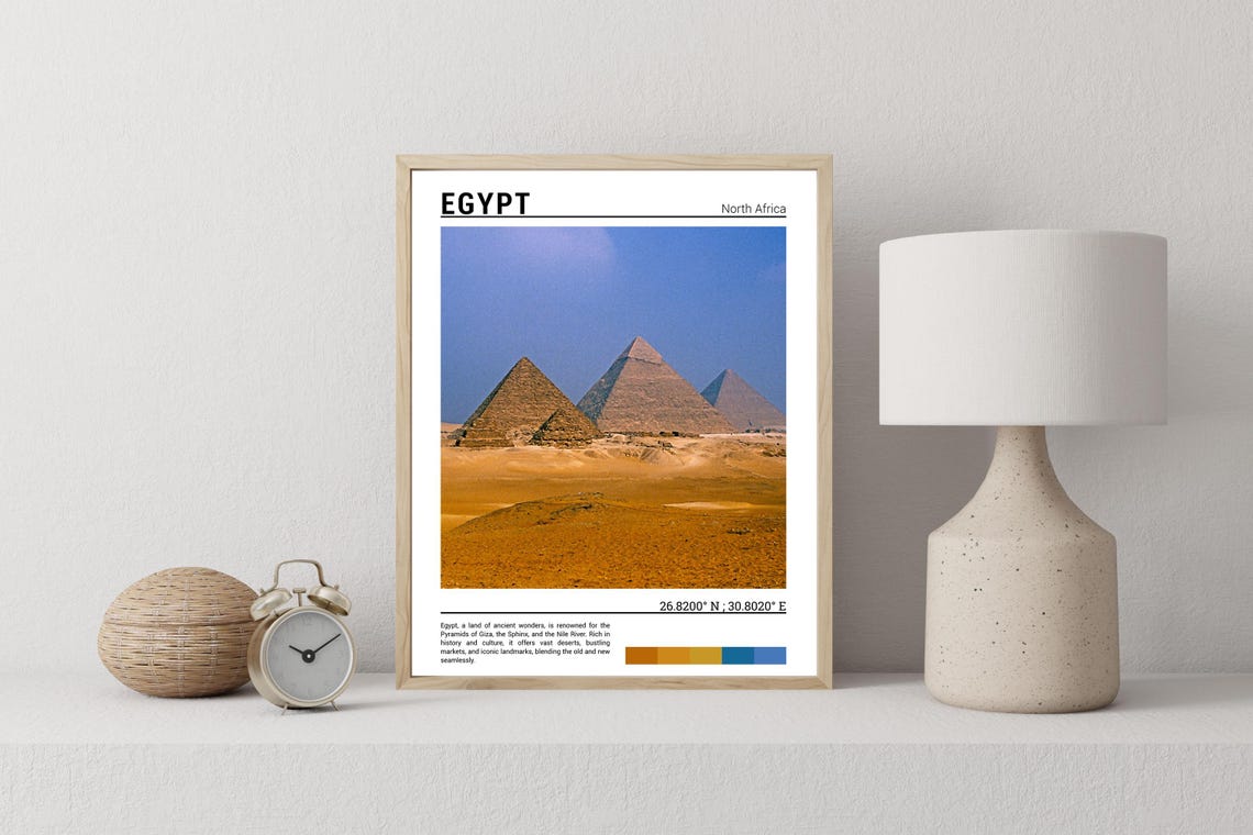 Egypt Giza Pyramids Desert Ancient Wonders Golden Sand Poster - Image 2