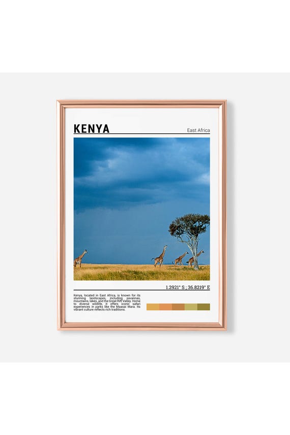 Kenya Poster Kenya Wall Art Print Kenya Photo Kenya Artwork Africa Dcor Kenya Travel Gift