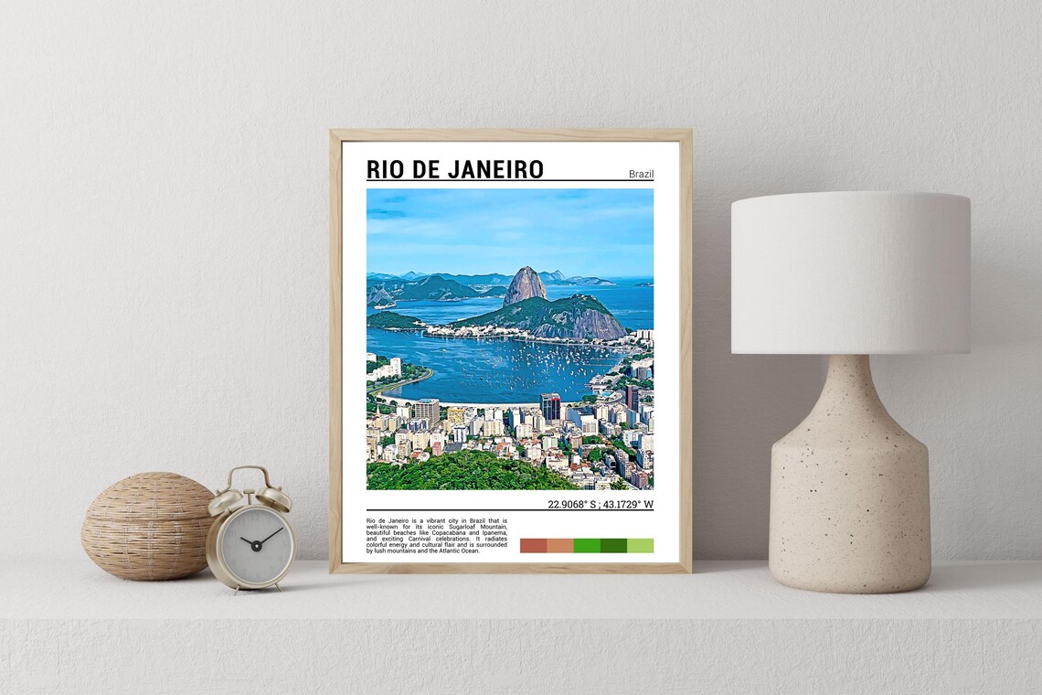 Rio De Janeiro Brazil Sugarloaf Mountain Bay Cityscape Travel Poster - Image 2