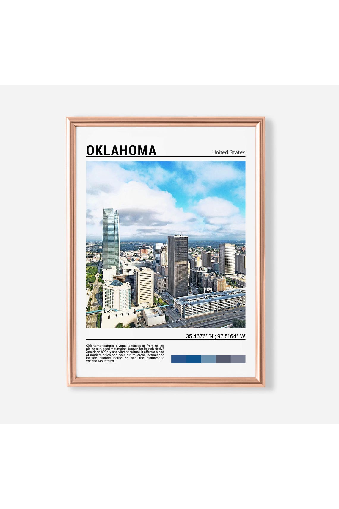 Oklahoma City Skyline With Devon Tower Daylight Cityscape Poster