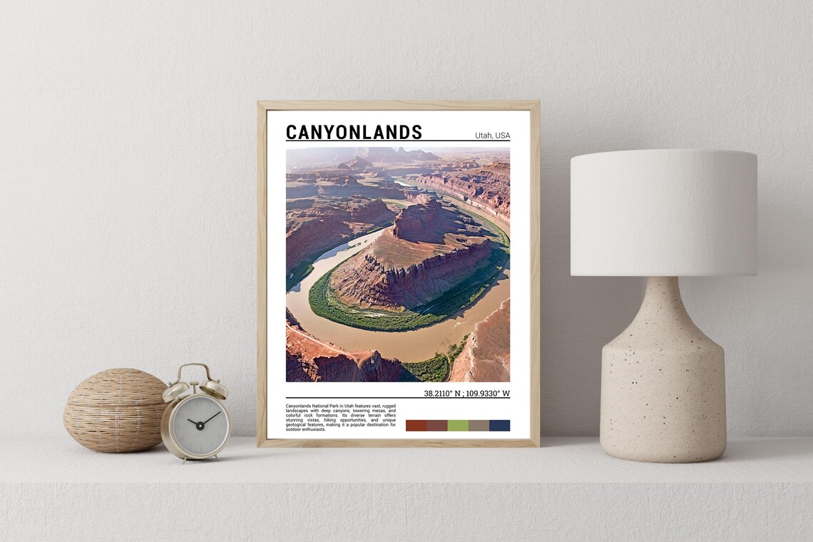 Canyonlands Utah Red Rock River Bend Aerial Desert Landscape Poster - Image 2