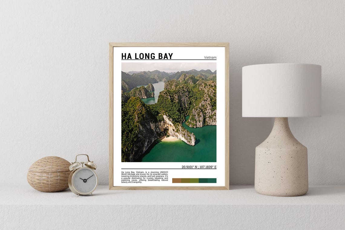 Ha Long Bay Vietnam Limestone Karsts Emerald Water Aerial Poster - Image 2