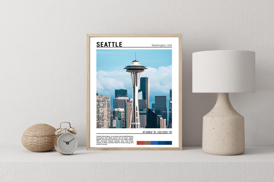 Seattle Washington Space Needle Downtown Skyline Photo Poster - Image 2