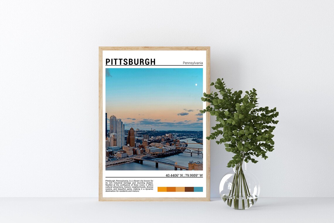 Pittsburgh Pennsylvania Sunset Skyline Rivers Bridges Photo Poster - Image 4