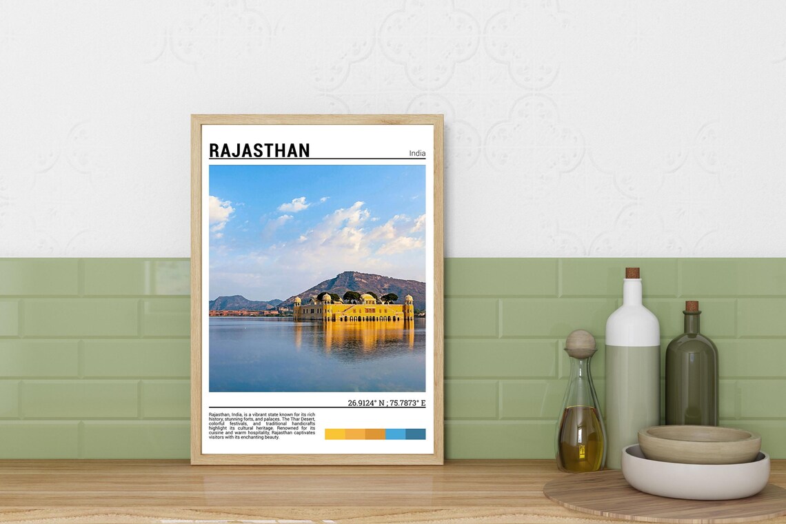 Rajasthan India Jal Mahal Water Palace Lake View Photo Poster - Image 3