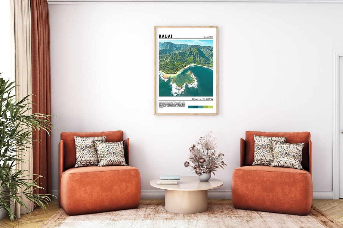 Kauai Hawaii Na Pali Coast Aerial Turquoise Ocean Photo Poster - Image 7