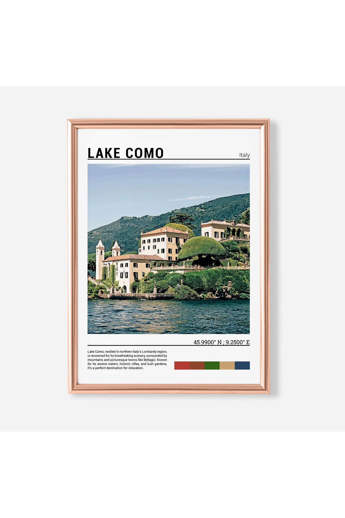 Lake Como Travel Poster, Lake Como Italy