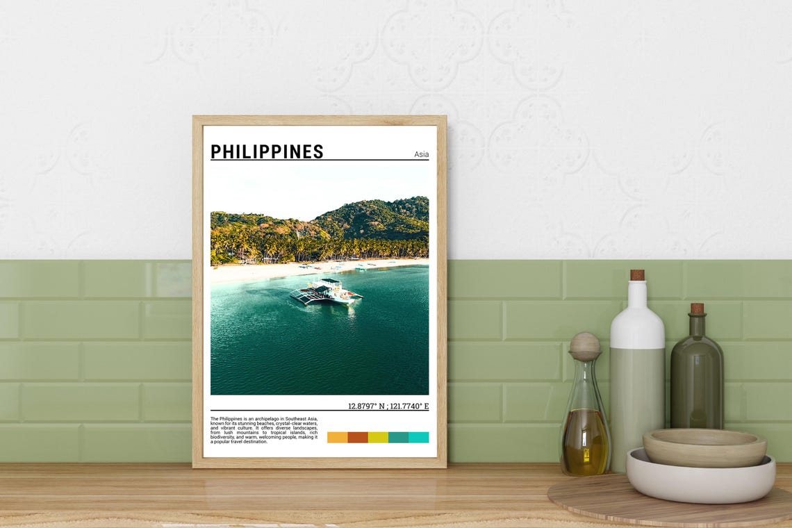 Philippines Asia Turquoise Sea Outrigger Boat Tropical Beach Poster - Image 3