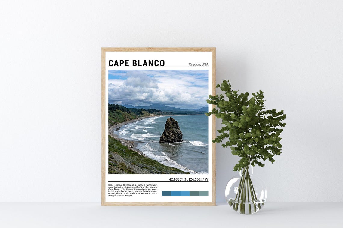 Cape Blanco Oregon Dramatic Sea Stack Coastline Photo Poster - Image 4