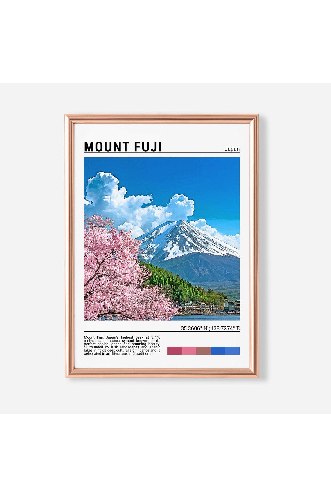 Mount Fuji Japan Cherry Blossoms Snow Peak Spring Photo Poster