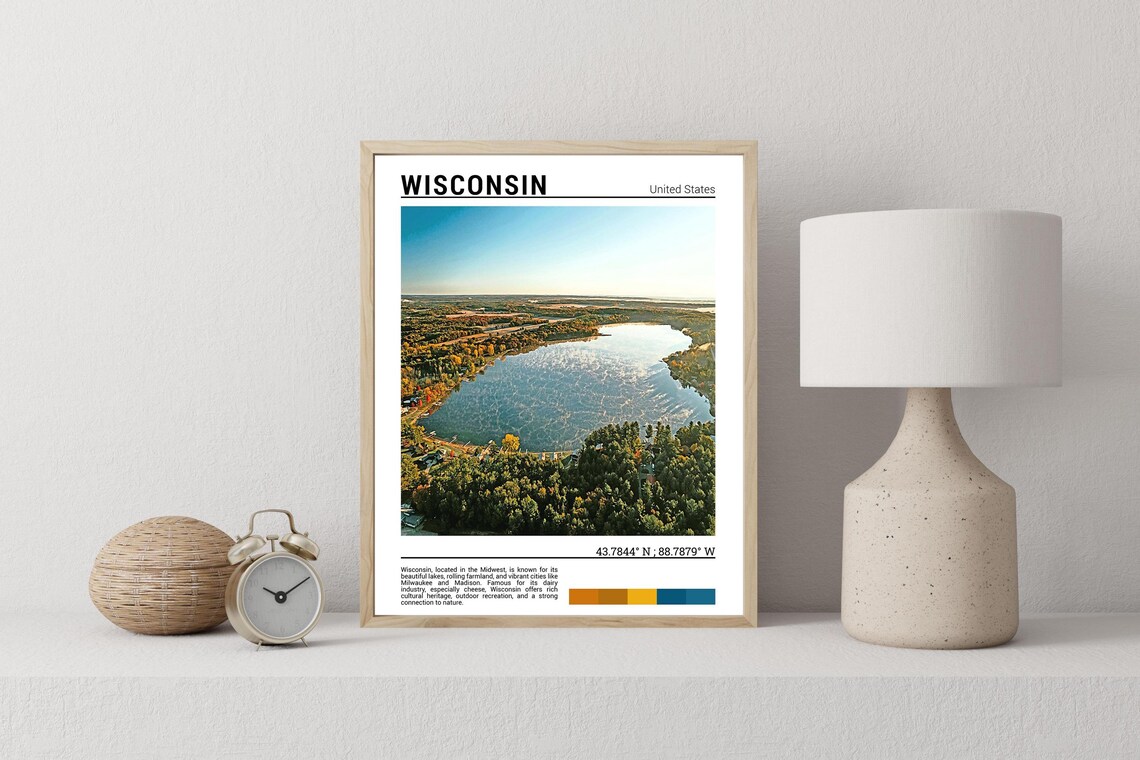 Wisconsin Autumn Lake Forest Aerial Fall Colors Landscape Poster - Image 2