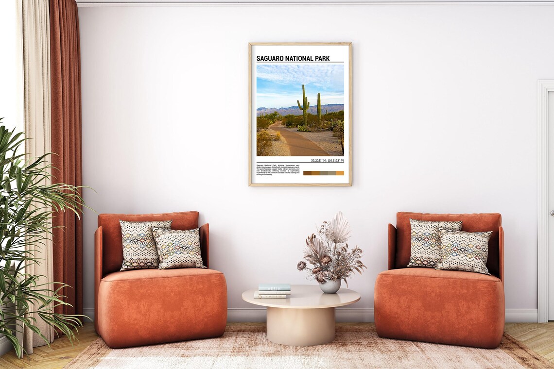 Saguaro National Park Giant Cactus Desert Trail Scene Poster - Image 7