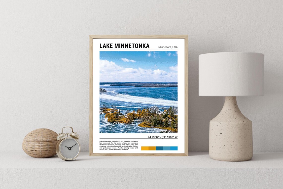 Lake Minnetonka Minnesota Aerial Shoreline Blue Water Poster - Image 2