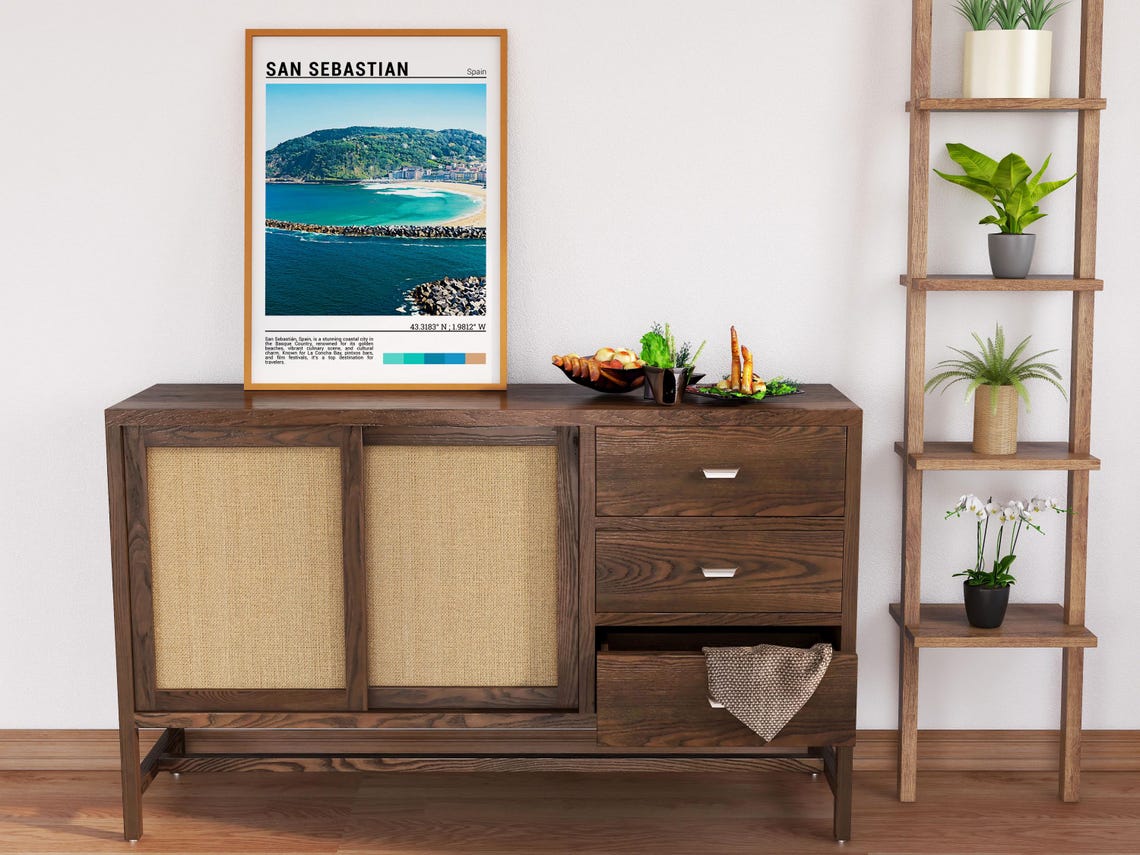 San Sebastian Spain La Concha Bay Beach Turquoise Water View Poster - Image 6