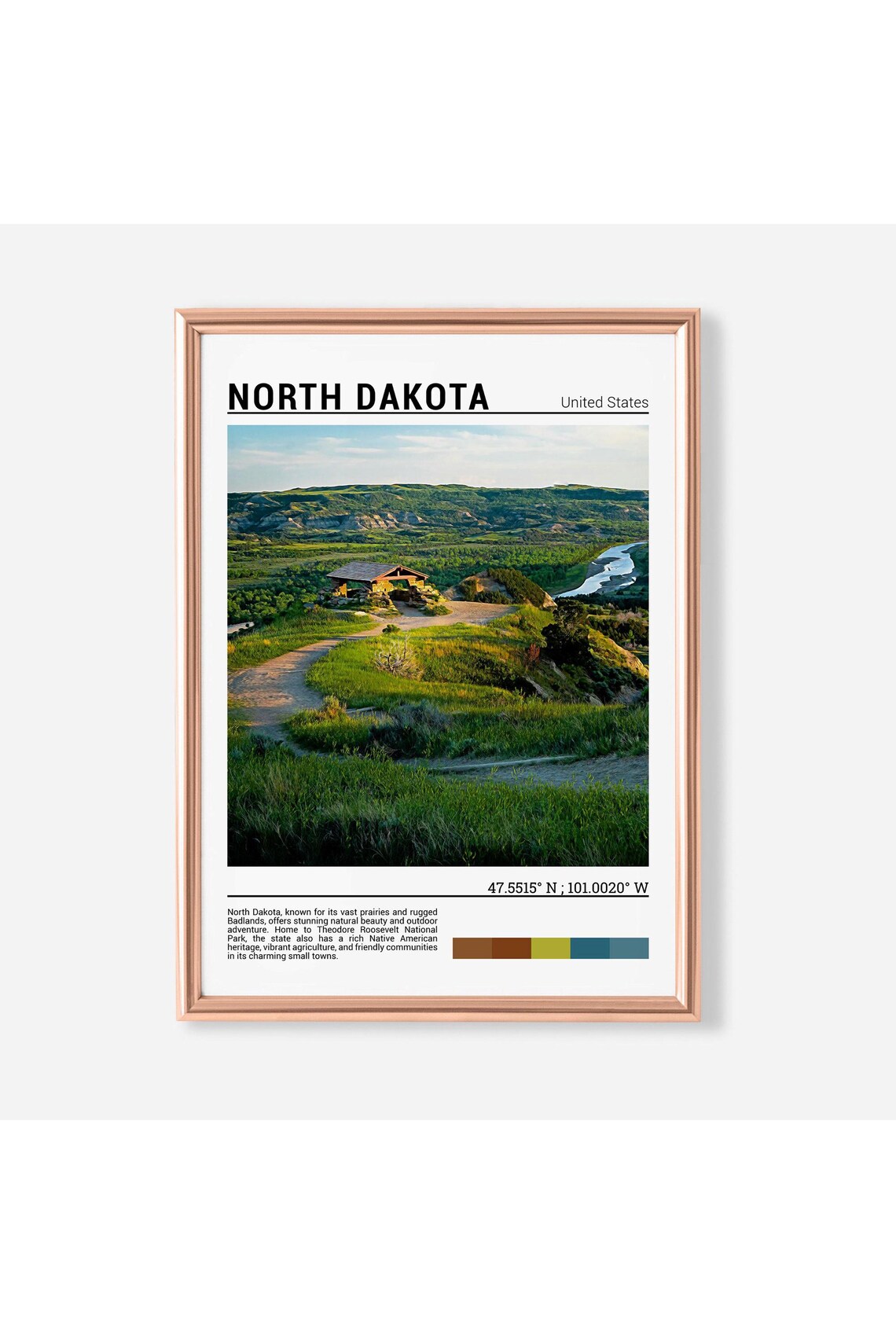 North Dakota Badlands Theodore Roosevelt Park Prairie Travel Poster