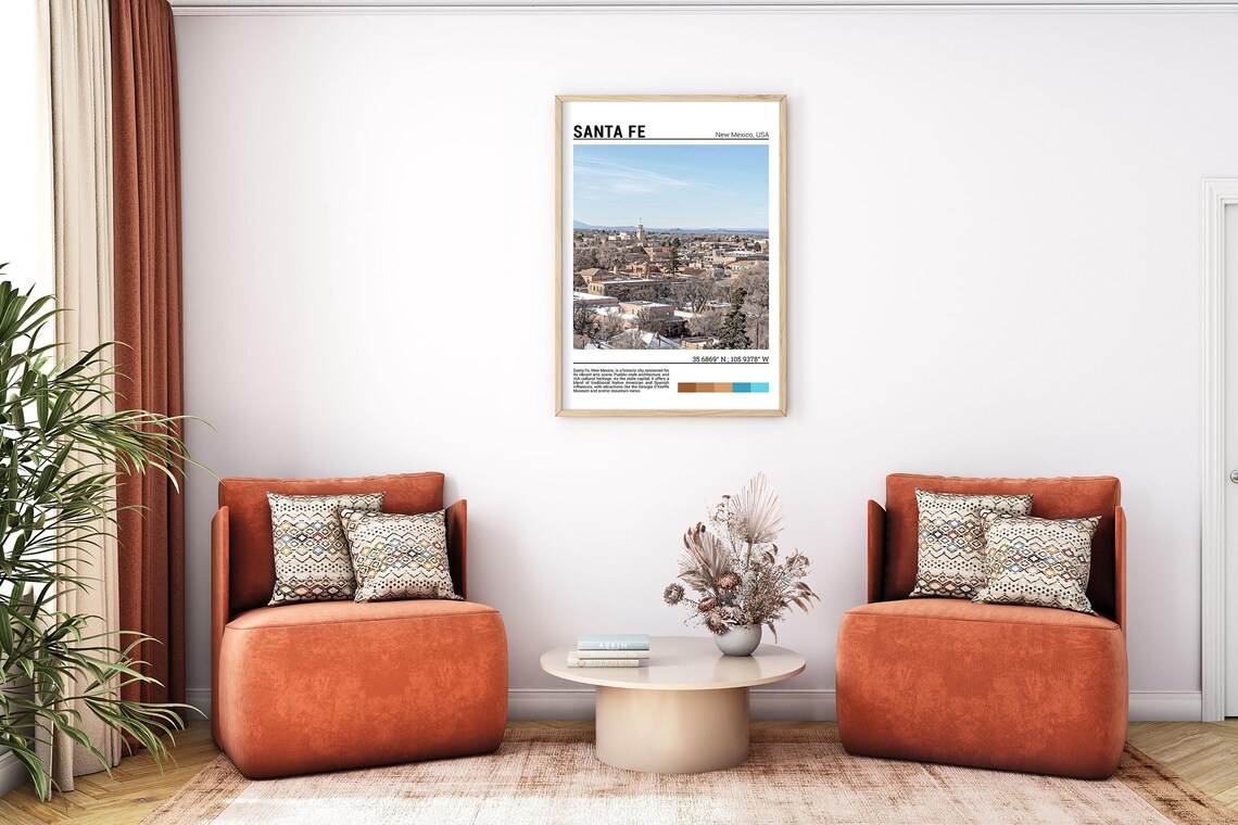 Santa Fe New Mexico Adobe City Panorama Pueblo Style Travel Photo Poster - Image 7