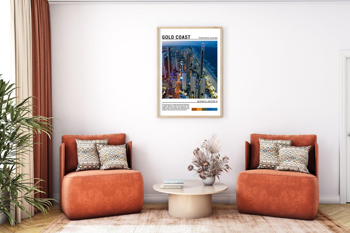 Gold Coast Queensland Night Skyline Towers Glowing Beach Poster - Image 7