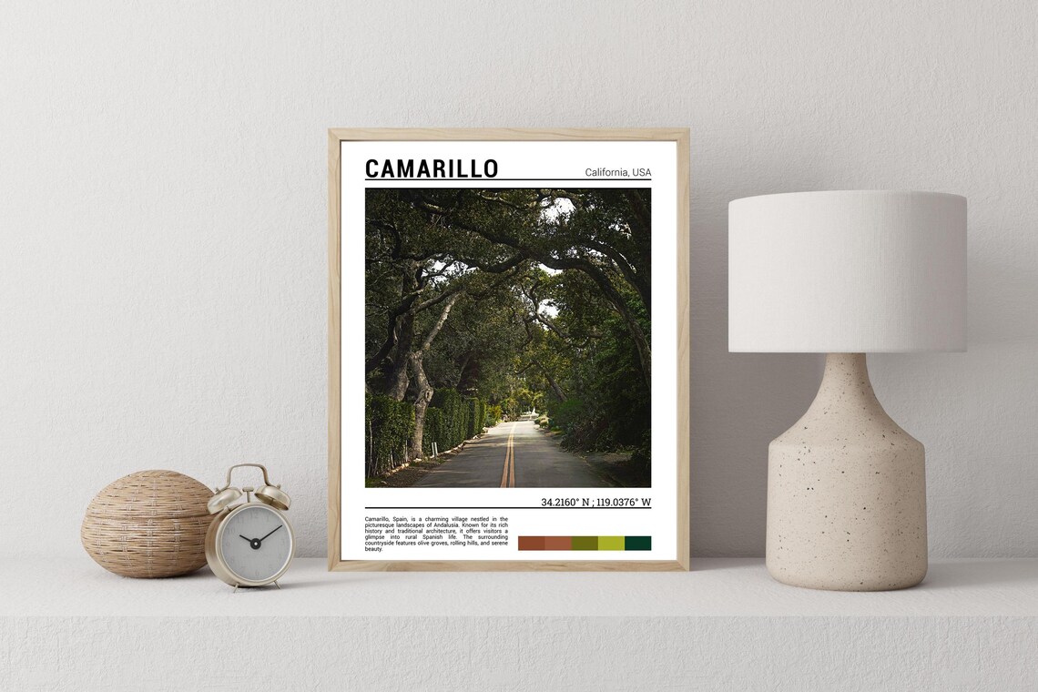 Camarillo California Tree Lined Country Road Oak Trees Travel Poster - Image 2