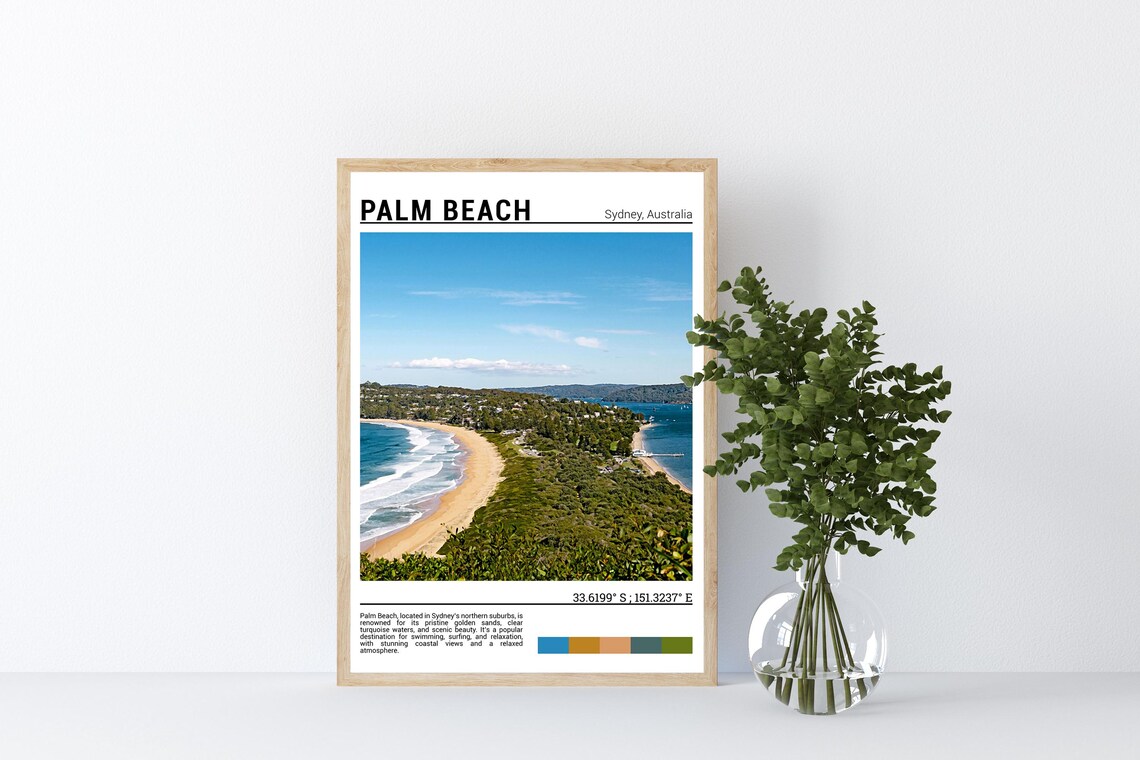 Palm Beach Sydney Australia Golden Sand Surf Beach Aerial Poster - Image 4