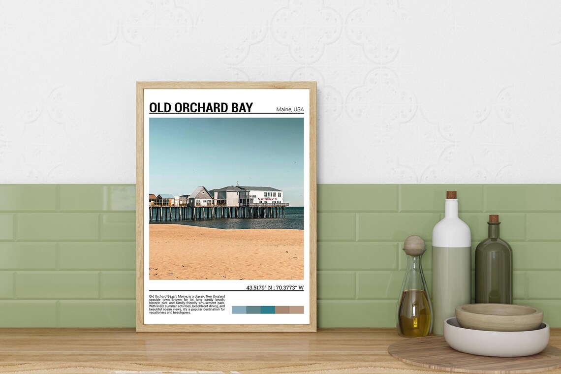 Old Orchard Beach Maine Pier Restaurant Sandy Shore Photo Poster - Image 3