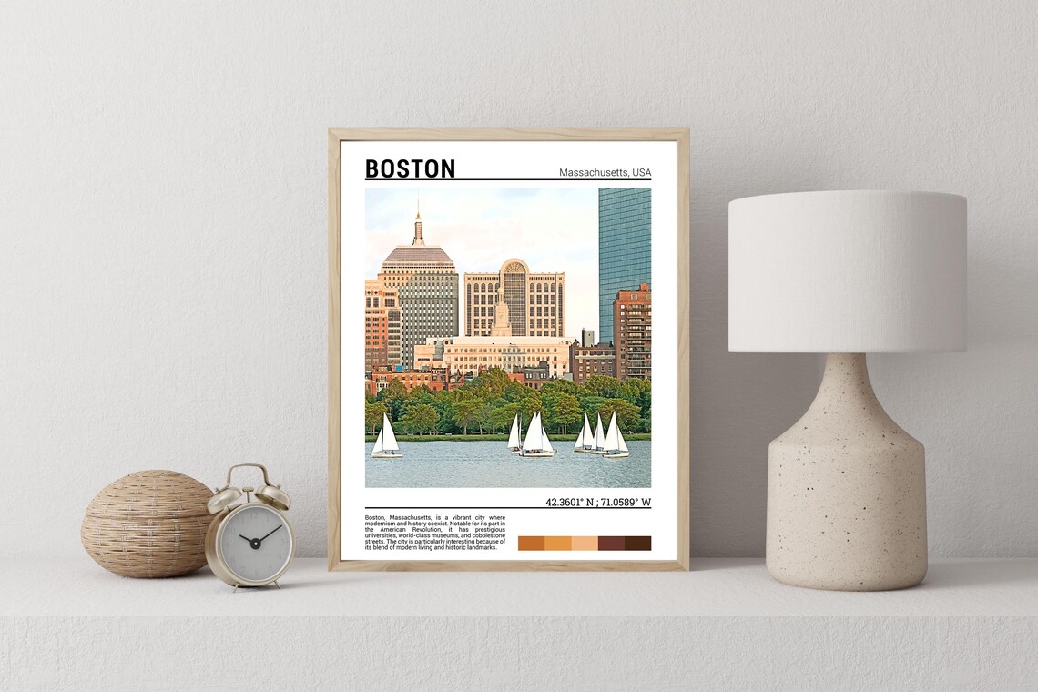 Boston Travel Poster, Massachusetts USA Art Print - Image 2