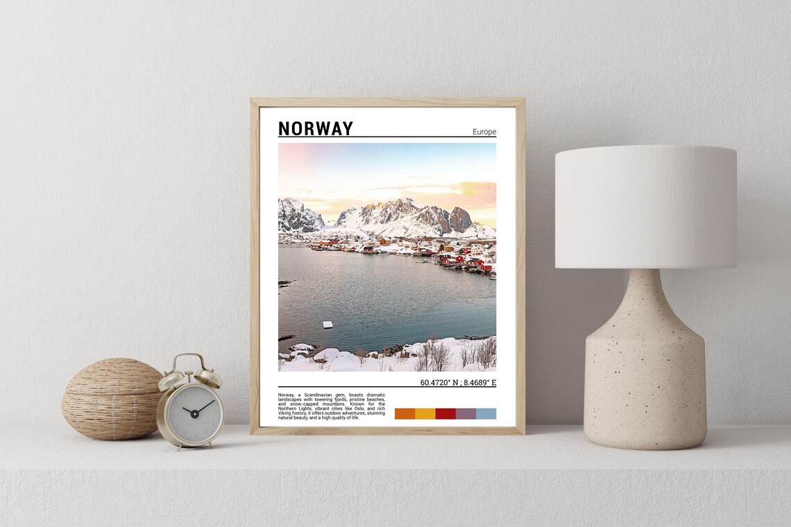 Norway Europe Snowy Fishing Village Fjord Winter Arctic Fjord Poster - Image 2