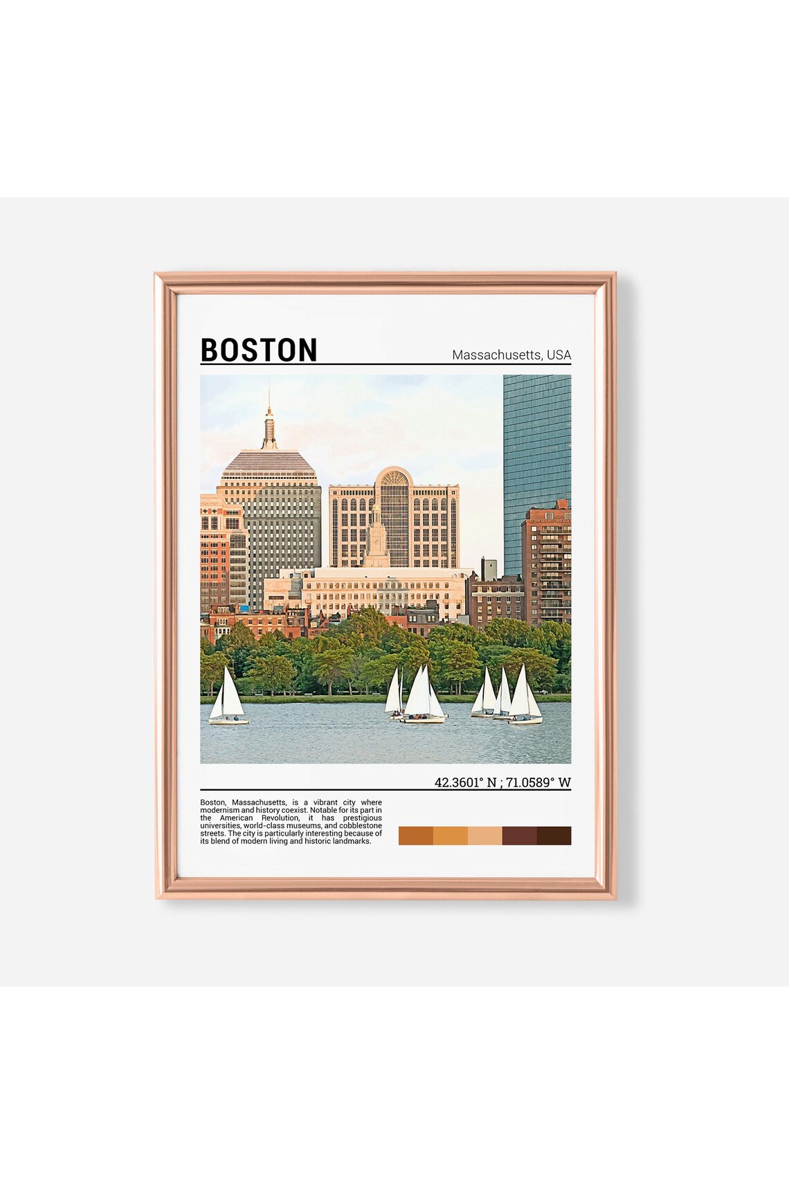 Boston Travel Poster, Massachusetts USA Art Print