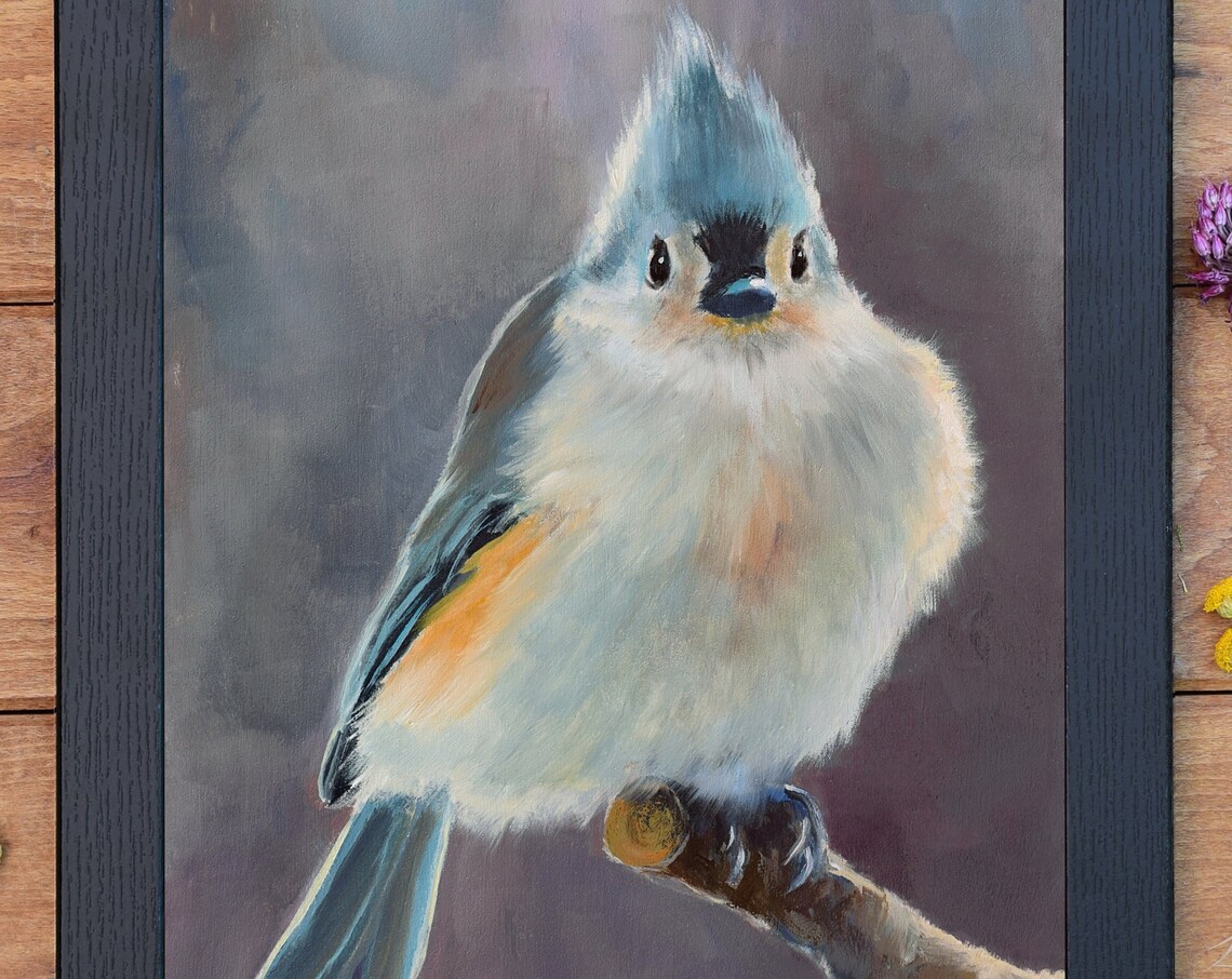 Titmouse Bird Oil Painting Art Print, Country House - Image 6