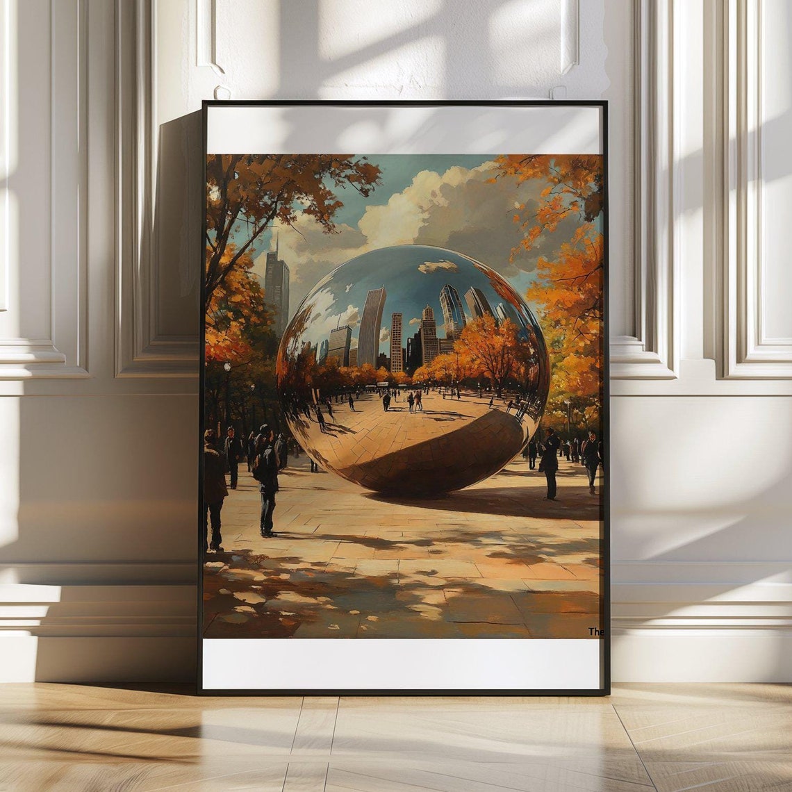 Chicago Cloud Gate Sculpture in Golden Autumn Light Art Poster