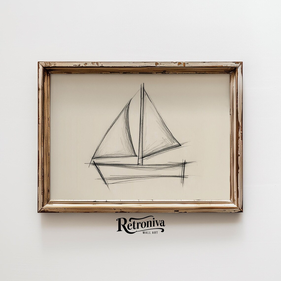 Minimalist Sailboat Pencil Sketch Vintage Nursery Coastal Poster - Image 6