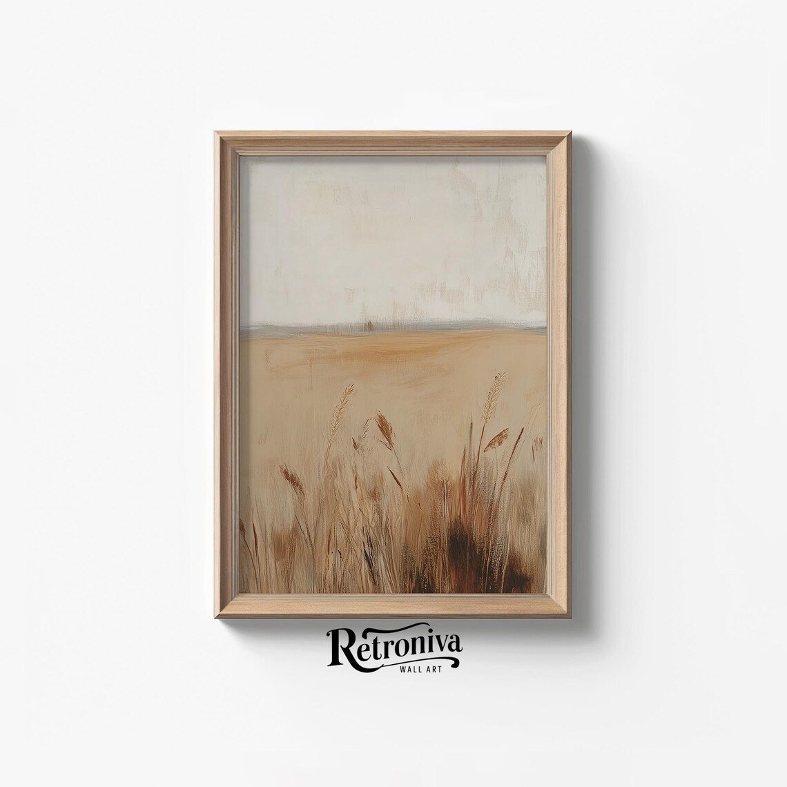 Autumn Wheat Field Landscape Vintage Oil Painting
