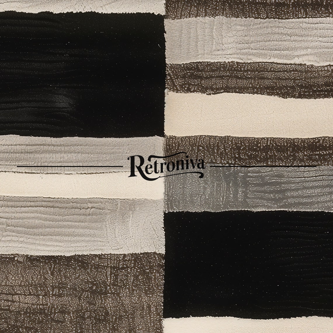 Black And White Striped Blocks Abstract Textured Modern Art Print - Image 7