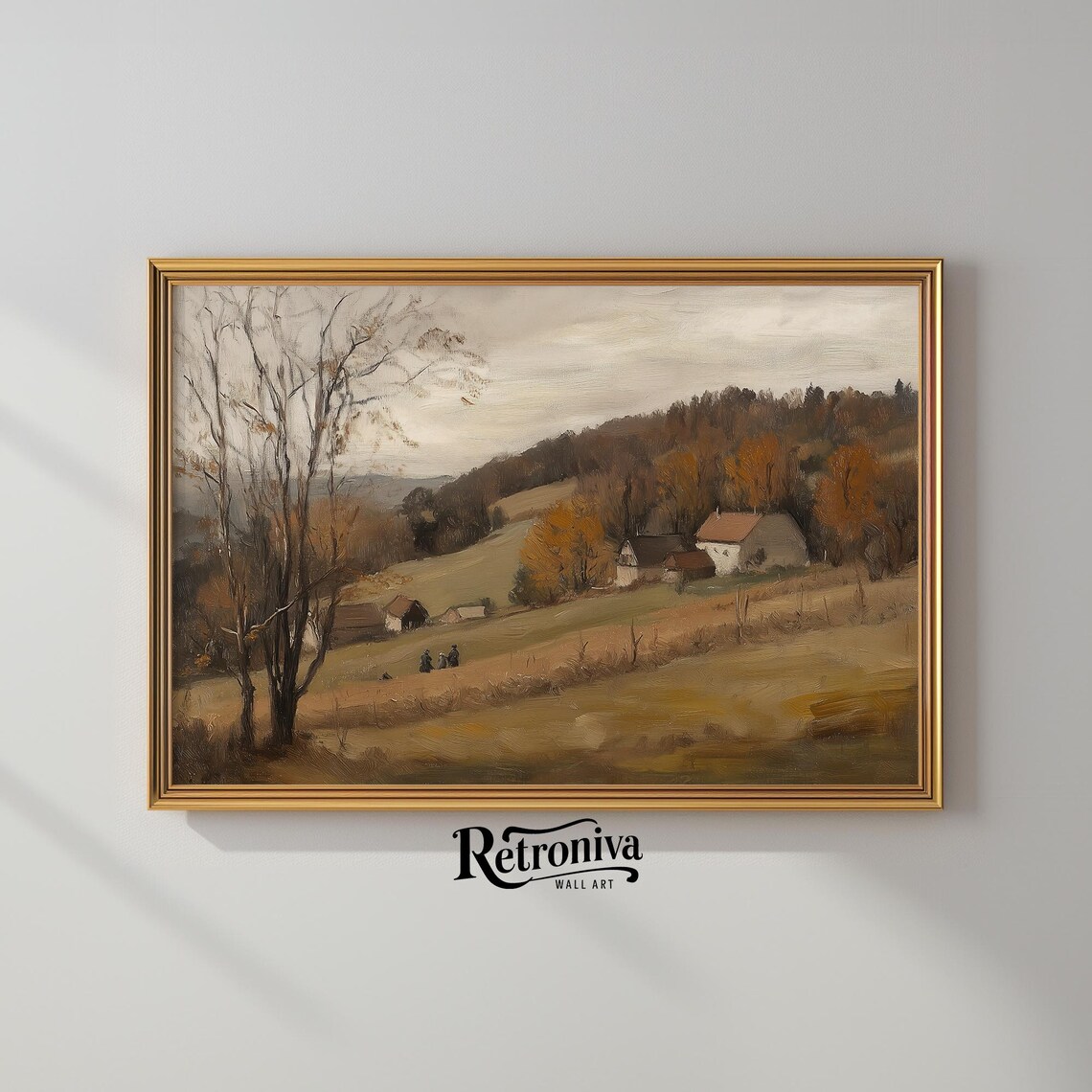 Vintage Country Fall Landscape, Rustic Plateau Art Print