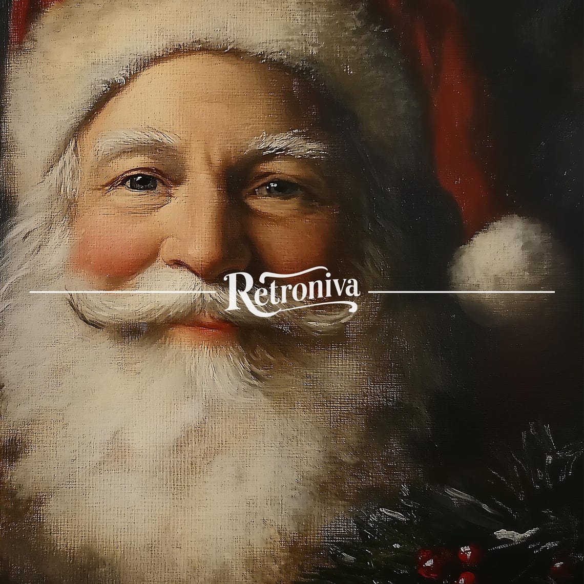 Antique Santa Claus Portrait Vintage Oil Painting Traditional Winter Art Print Christmas Wall Decor Retroniva Art Prt 010 - Image 7