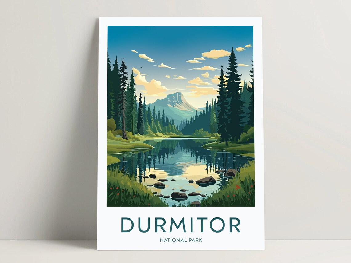Durmitor Travel Poster, Montenegro Bedroom Decor