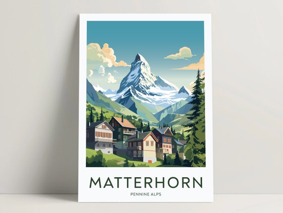Matterhorn Poster Matterhorn Print Matterhorn Art Bedroom Decor Matterhorn Gifts Ideas Pennine Alps Wall Art Decor 027