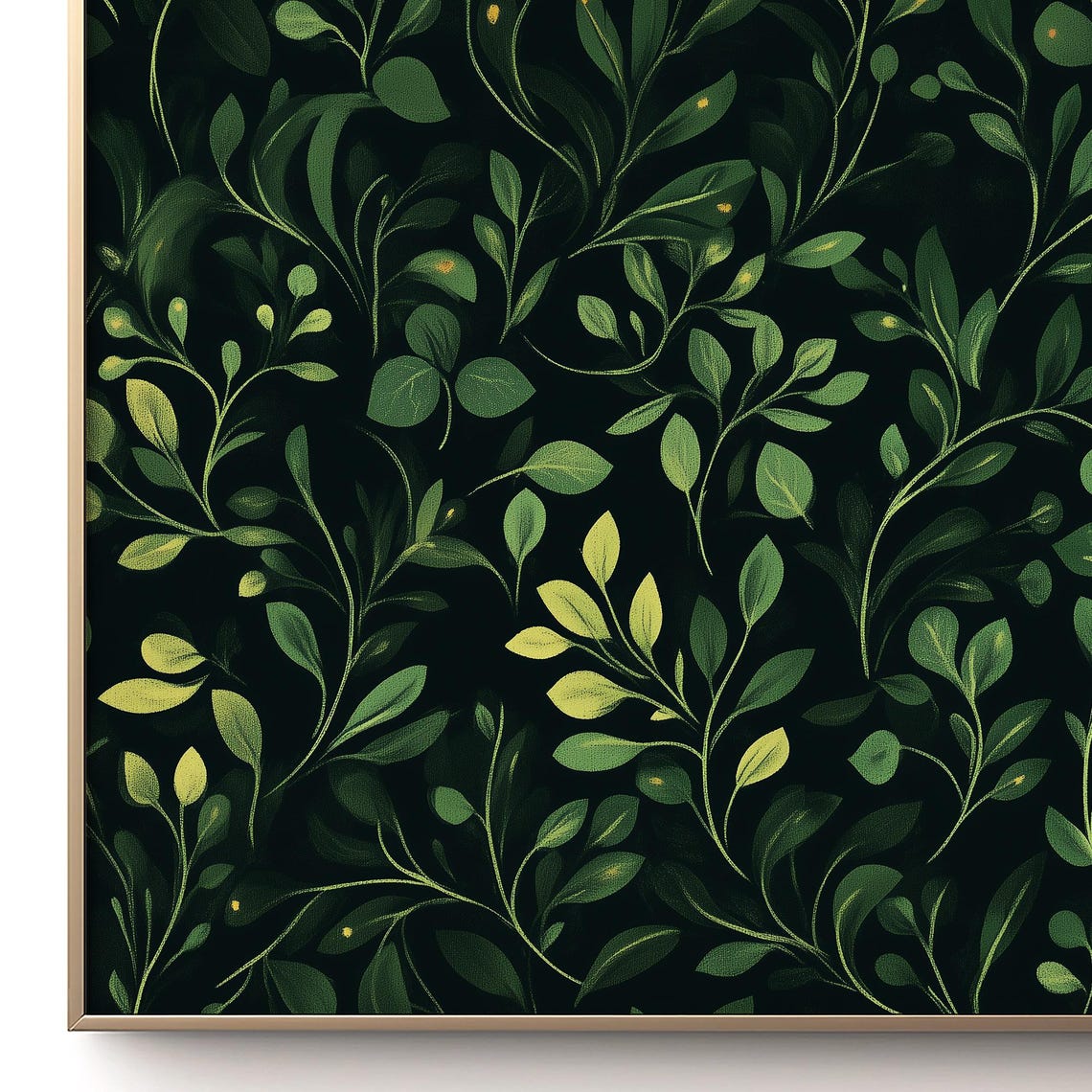 Dark Green Botanical Leaves Pattern Lush Forest Wall Art Poster - Image 3