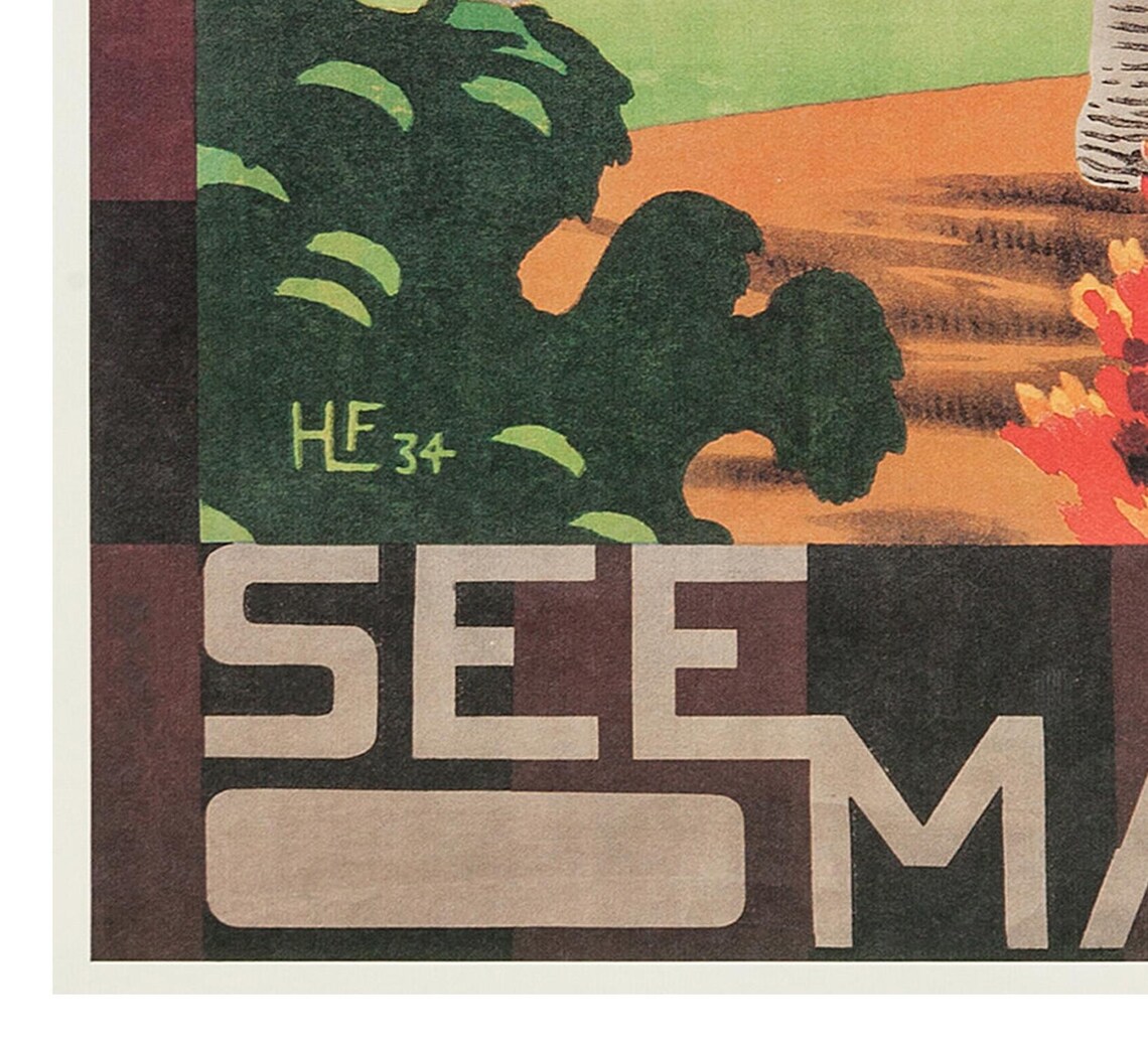 See Malaya FMSR Railway Poster Vintage Palm Train Malayan Travel - Image 2