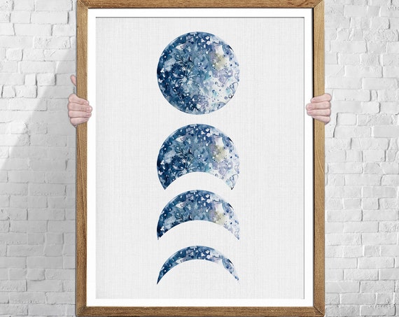 Moon Phases Wall Print, Celestial Art Print
