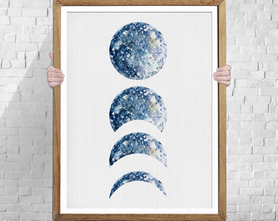 Moon Phases Wall Print, Celestial Art Print