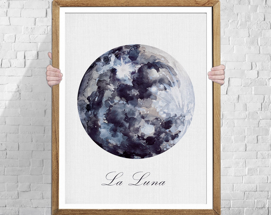 Watercolor Moon Print, Abstract Moon Art Print