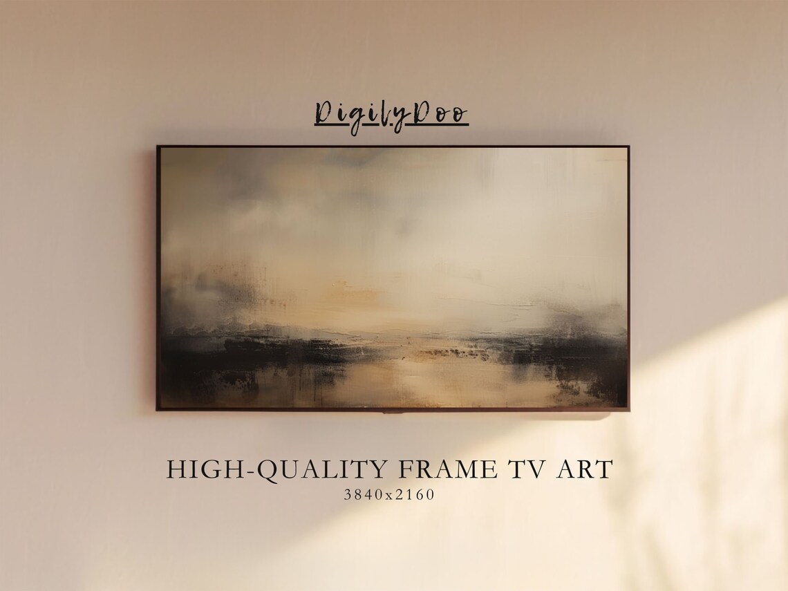 Abstract Modern Frame TV Art, Neutral Wabi Sabi