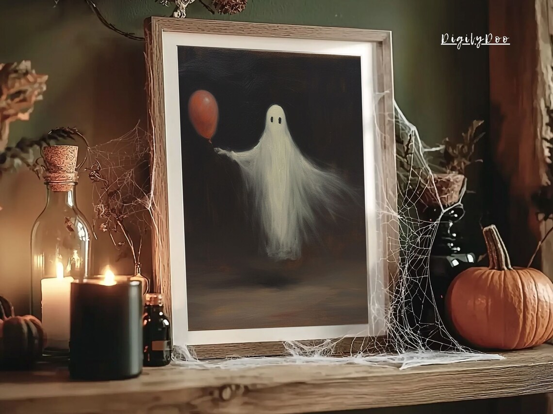 Ghost Painting Wall Art, Vintage Halloween Poster - Image 3