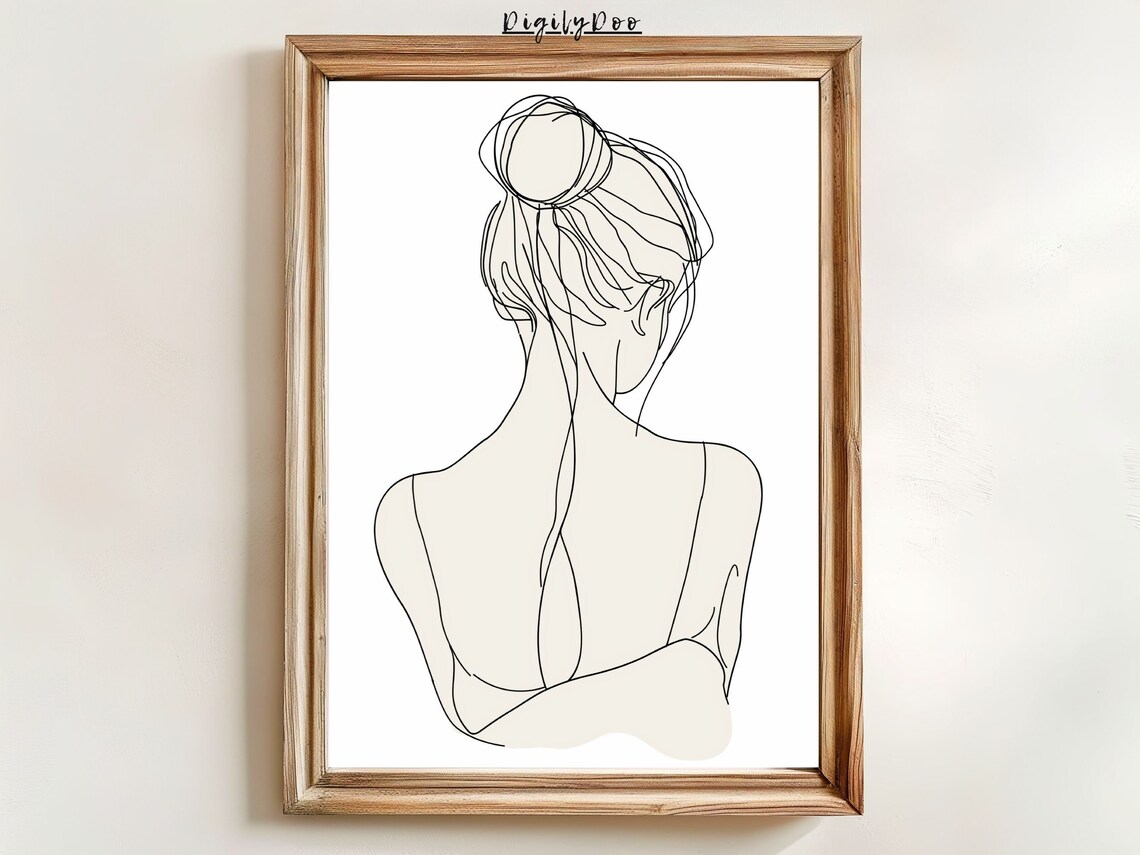 Woman Line Art Drawing Print, Minimalist Portrait