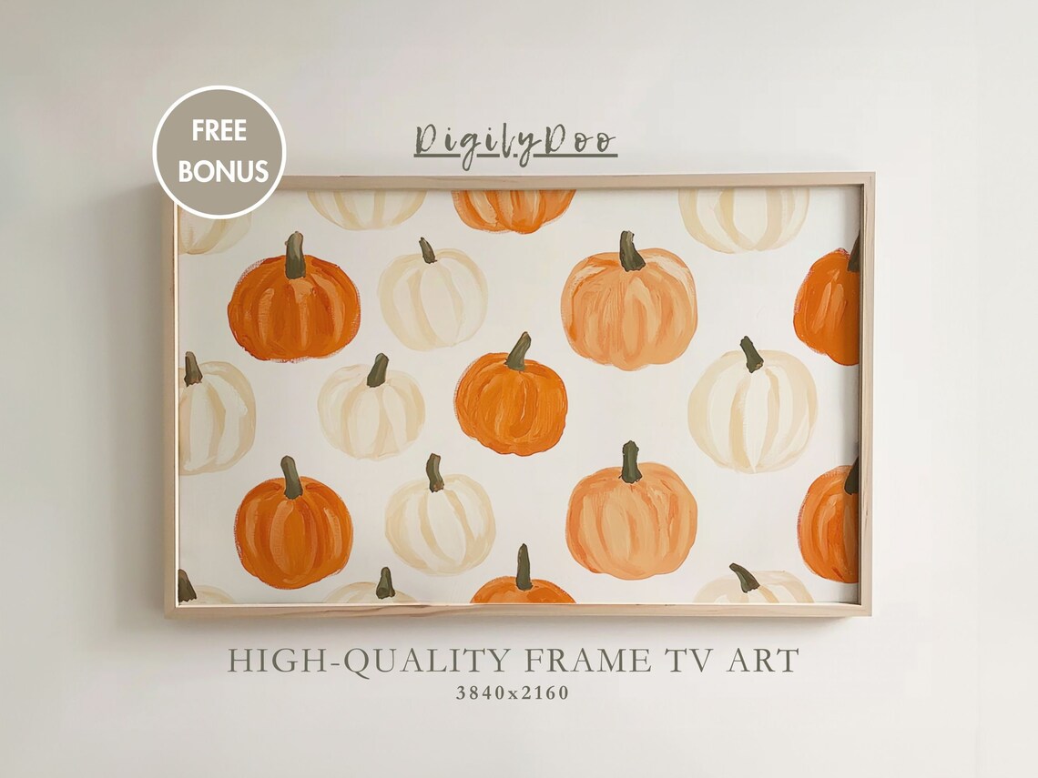 Fall Pumpkin Pattern Watercolour Painting Art Print