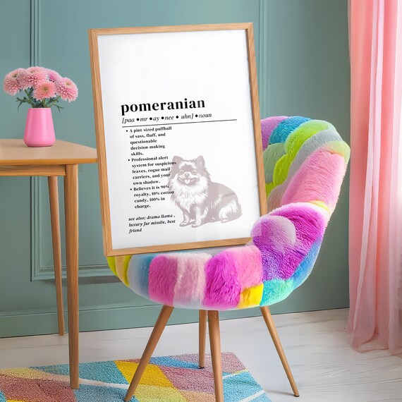 Comical Pomeranian Definition Print Funny Dog Lover Gift