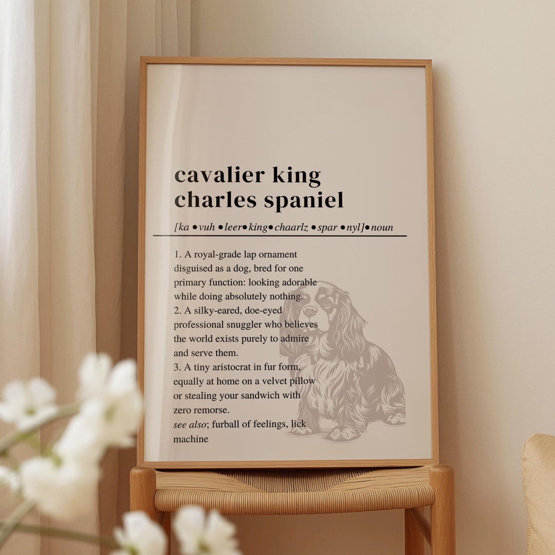 Cavalier King Charles Spaniel Funny Definition Dog Breed Wall Art