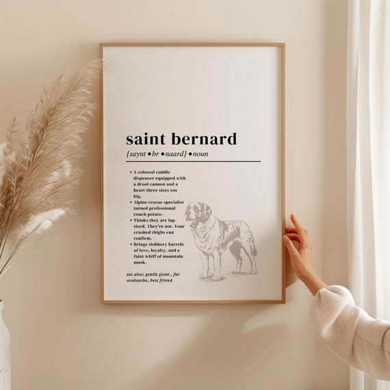 Funny Saint Bernard Definition Print Humorous Dog Lover Gift