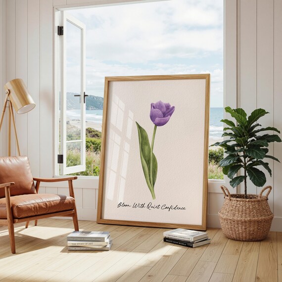 Purple Tulip Bloom With Quiet Confidence Watercolor Floral Poster